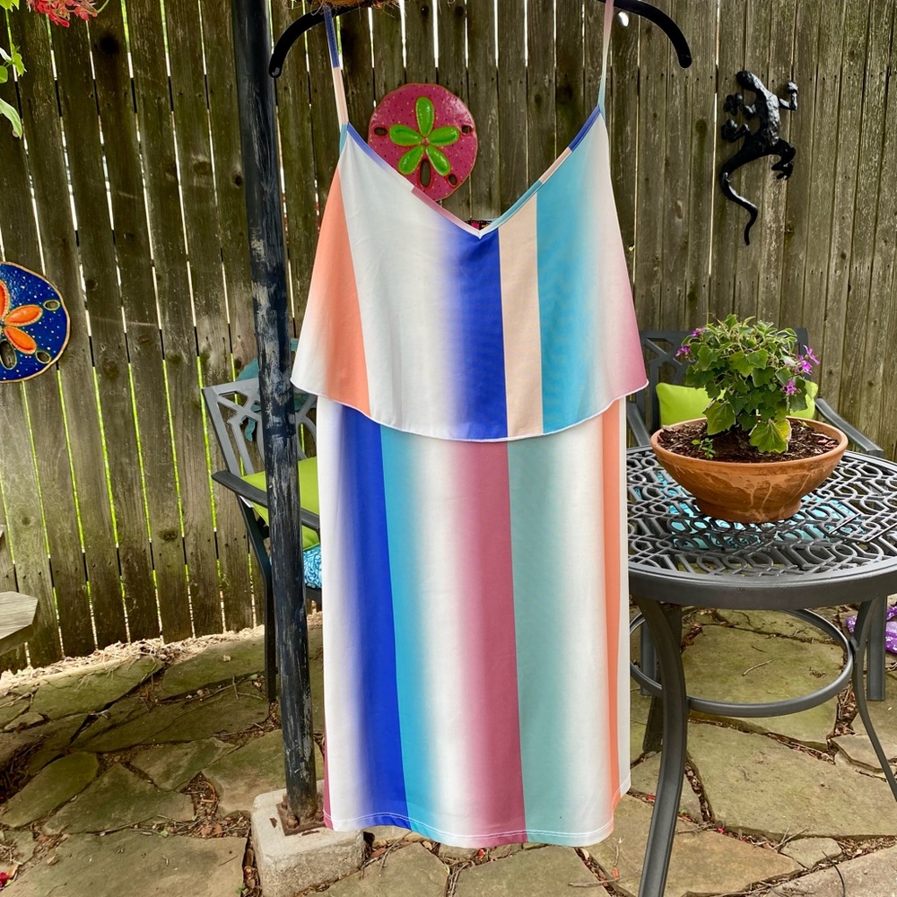 ISLES Women’s Summer Dress, Colorful Striped Pattern, Like New, Sz XL🌼